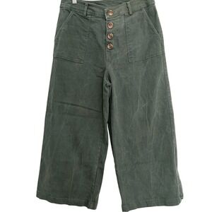 Mi Ami wide leg cropped denim trousers gauchos weathered green medium‎